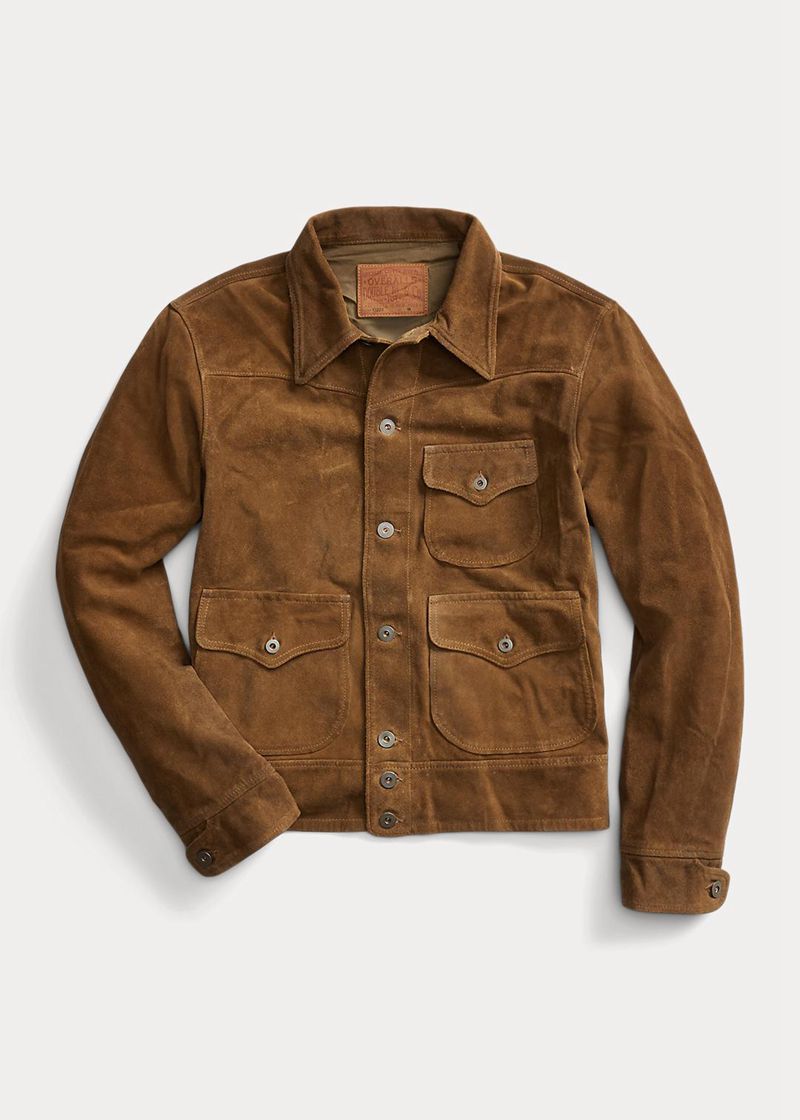 Chaqueta RRL Hombre Roughout Suede Chile Marrones AGVOE-6184